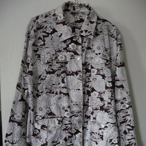 Chico's size 3 brown/white floral print blouse